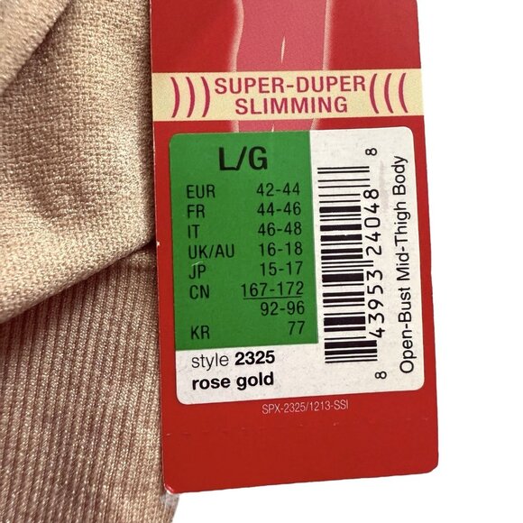 Spanx Rose Gold 2325 Size Large Open-Bust Mid-Thigh Body Shapewear Bodysuit NEW - Picture 6 of 9